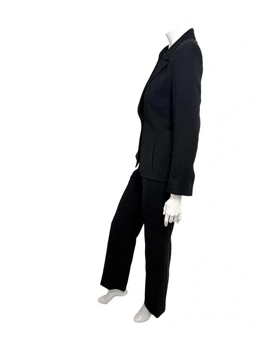 Chanel Boutique Vintage 90s Black Pant Suit CC Button Blazer Set FR 36